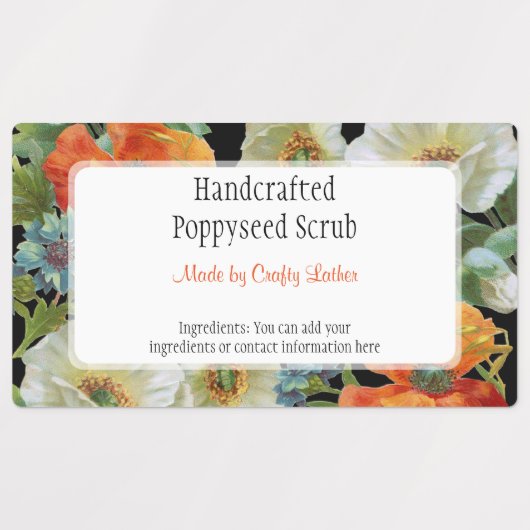 Labels für Vintage Weißmohnblütenblüten Etiketten (Design 3)