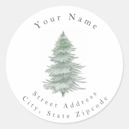 Labels "Handgezeichneter Evergreen Tree" Runder Aufkleber