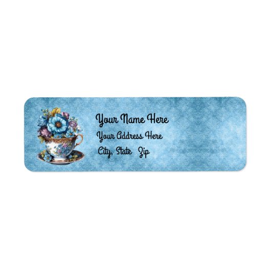 Labels mit herrlichen Teakups gefüllt mit Blume (Vorne)
