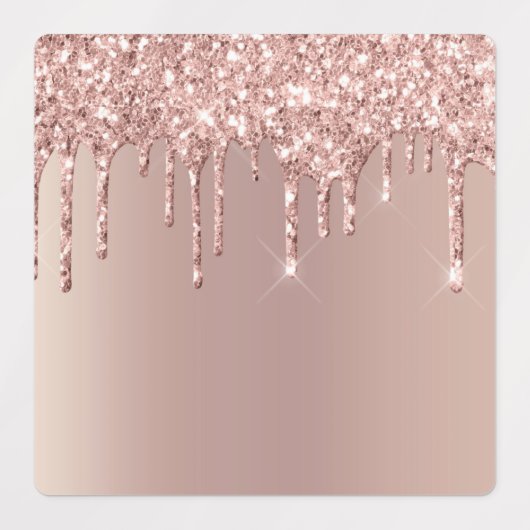 Labels mit Rose Gold Blush Glitzer Sparkle Tropfen Etiketten (Design 3)