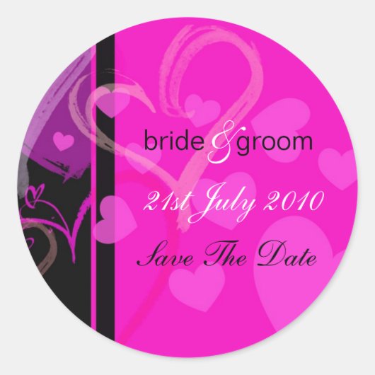 Labels - Mystisches Herz - Schwarz/Rosa Runder Aufkleber (Vorderseite)