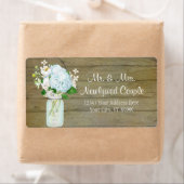 Labels Rustic Country Mason Jar Blue Hydrangeas (Insitu)