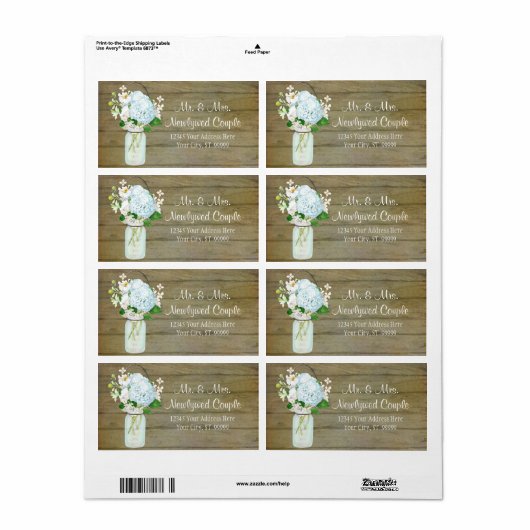 Labels Rustic Country Mason Jar Blue Hydrangeas (Vorne)