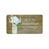 Labels Rustic Country Mason Jar Blue Hydrangeas Adressaufkleber (Vorne)
