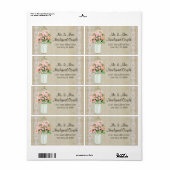 Labels Rustic Country Mason Jar Blush Pink Roses (Vorne)