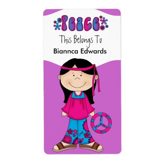 Labels Teens Kids Retro Peace Book Plate Binder (Vorne)