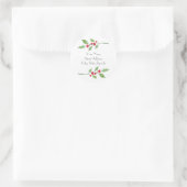 Labels "Watercolor Holly Sprigs" Runder Aufkleber (Tasche)