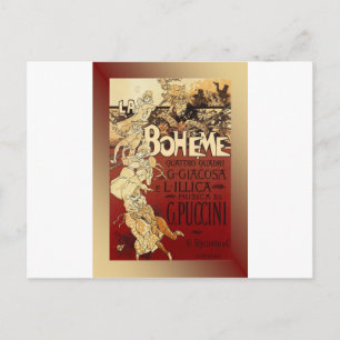 LaBoheme ~ Puccini Opera 1896 w/Background Postkarte