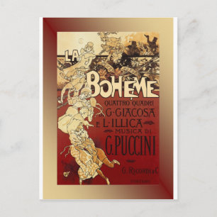 LaBoheme ~ Puccini Opera 1896 w/Background Postkarte