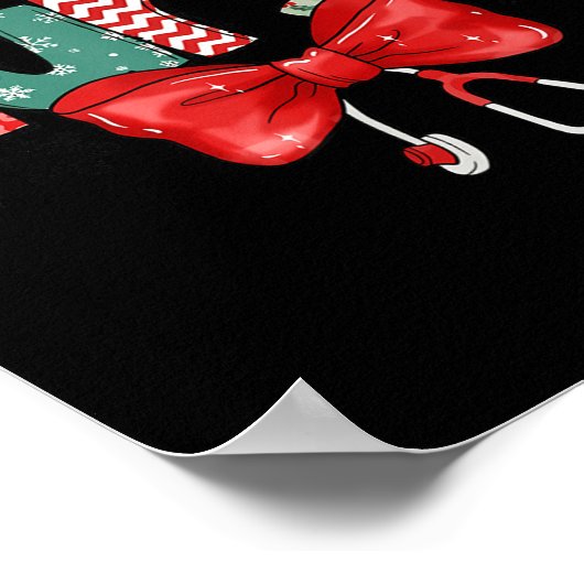 Labor & Delivery Nurse Stethoscope & Bow L Poster (Ecke)