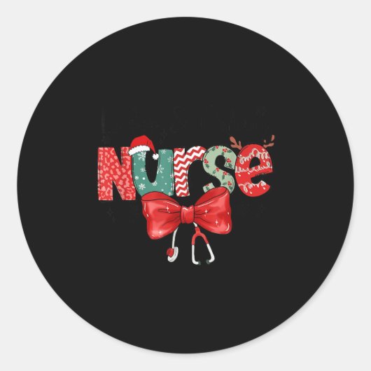 Labor & Delivery Nurse Stethoscope & Bow L Runder Aufkleber (Vorderseite)
