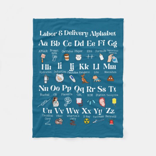 Labor And Delivery Alphabet Nurse New Nurse Gradua Fleecedecke (Vorderseite)