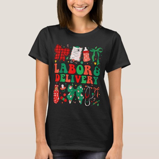 Labor And Delivery Nurse Christmas L&d Nursing T-Shirt (Vorderseite)
