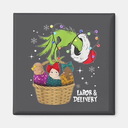 Labor And Delivery Nurse Christmas Lights Snowflak Magnet (Vorne)