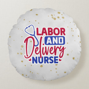 Labor and Delivery Nurse   Gray   Sparkle Rundes Kissen