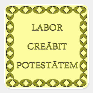LABOR CREĀBIT POTESTĀTEM QUADRATISCHER AUFKLEBER