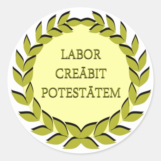 LABOR CREĀBIT POTESTĀTEM RUNDER AUFKLEBER (Vorderseite)