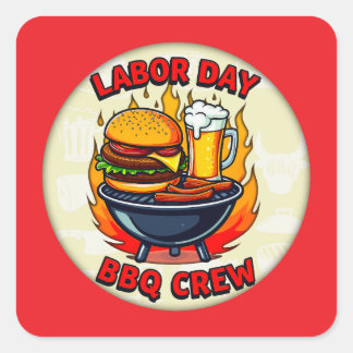 Labor Day BBQ Crew Grill Shirt – Holiday Barbecue  Quadratischer Aufkleber