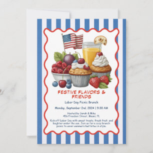 Labor Day Brunch Einladung – Gebäck und Früchte
