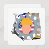 Labor Day Construction Worker Einladung (Vorne/Hinten)