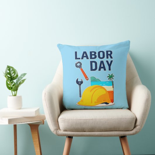 Labor Day Construction Worker Helmet Design Kissen (Stuhl )