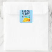 Labor Day Construction Worker Helmet Design Quadratischer Aufkleber (Tasche)