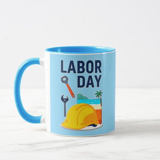 Labor Day Construction Worker Helmet Design Tasse (Links)