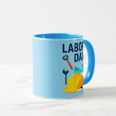 Labor Day Construction Worker Helmet Design Tasse (VorderseiteRechts)