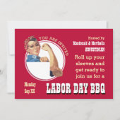 LABOR DAY GRILLEN Rosie Riveter Einladung (Vorderseite)