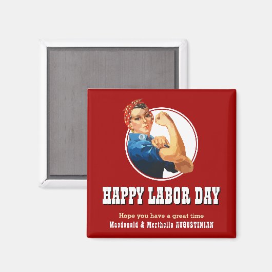 LABOR DAY GRILLEN Rosie Riveter Magnet (Vorderseite/Rückseite)