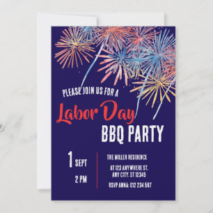 Labor Day Grillparty Rot Weiß Blau Patriotisch Einladung