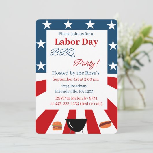 labor day invitation einladung (Stehend Vorderseite)