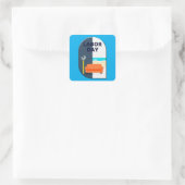 Labor Day Minimal Worker Relax Design Quadratischer Aufkleber (Tasche)