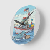 Labor Day Splash Runde Wanduhr (Winkel)