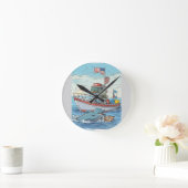 Labor Day Splash Runde Wanduhr (Zuhause)