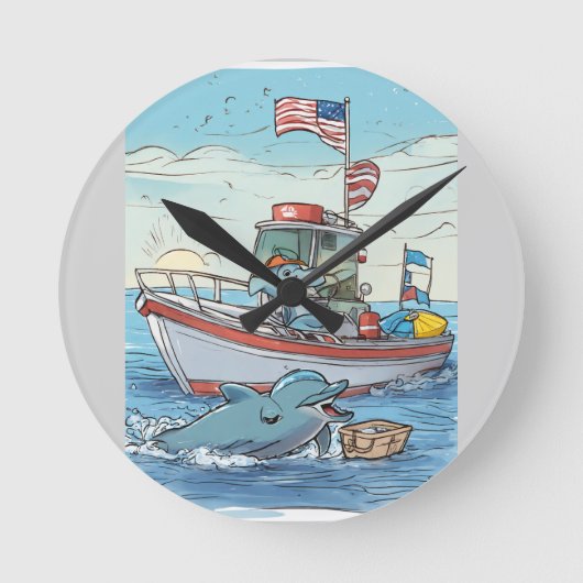 Labor Day Splash Runde Wanduhr (Vorderseite)