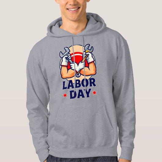 Labor Day Strong Worker Hands Illustration Hoodie (Vorderseite)