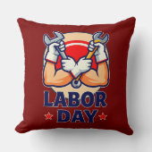 Labor Day Strong Worker Hands Illustration Kissen (Vorderseite)
