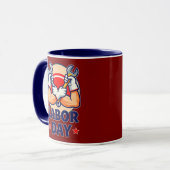 Labor Day Strong Worker Hands Illustration Tasse (Vorderseite Links)