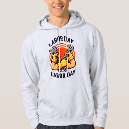 Labor Day Strong Worker Hands Tools Design Hoodie (Vorderseite)
