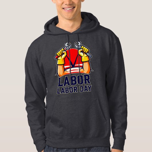 Labor Day Strong Worker Pride Illustration Hoodie (Vorderseite)