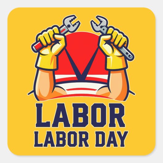 Labor Day Strong Worker Pride Illustration Quadratischer Aufkleber (Vorderseite)