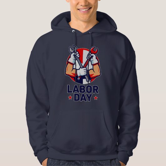 Labor Day Tools Crossed Worker Design Hoodie (Vorderseite)
