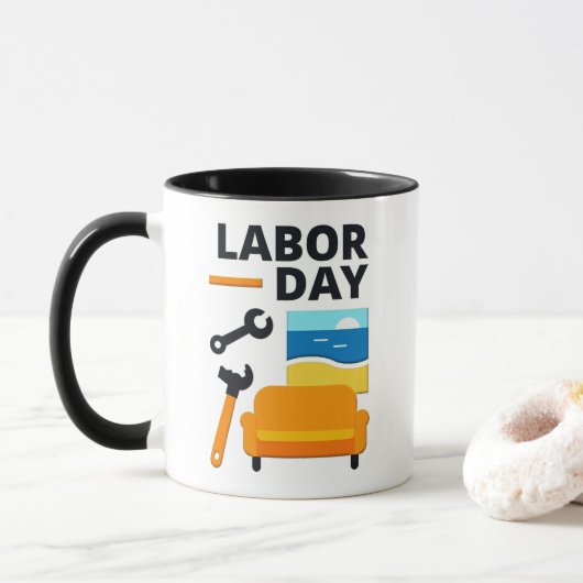 Labor Day Work Hard Relax Design with Tools Tasse (Mit Donut)