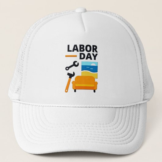 Labor Day Work Hard Relax Design with Tools Truckerkappe (Vorderseite)