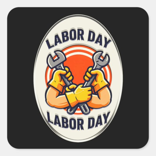 Labor Day Worker Badge Tools Design Quadratischer Aufkleber (Vorderseite)