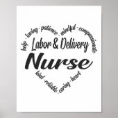 Labor & Delivery Nurse Heart Word Cloud Poster (Vorne)