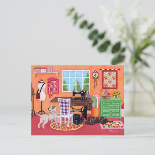 Laboratorien im Nähraum der Mama Postkarte (Stehend Vorderseite)