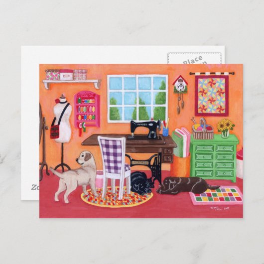 Laboratorien im Nähraum der Mama Postkarte (Vorne/Hinten)
