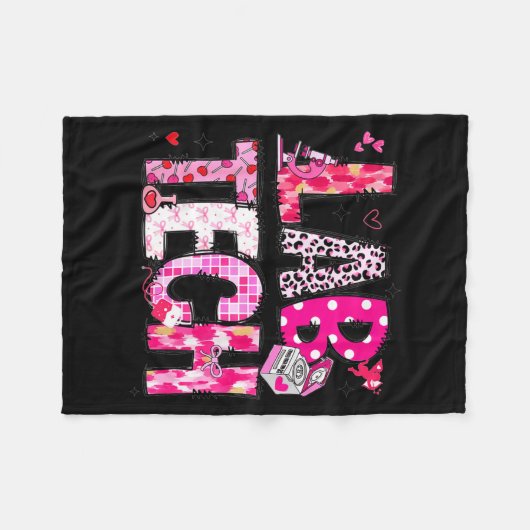 Laboratory Tech Valentines Day Medical Lab Tech La Fleecedecke (Vorderseite (Horizontal))